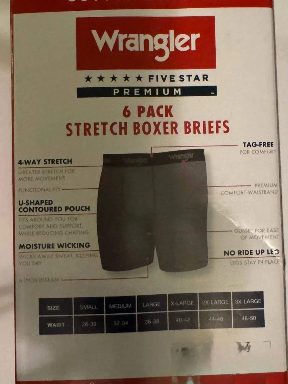 Wrangler Cotton Stretch Boxer Brief Set, Boxer Briefs Underwear for Men, 6 Pack